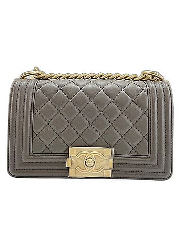 Chanel Chanel Boy Small Shoulder Bag, Lambskin, Brown (view 2)