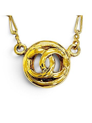 Chanel CHANEL Vintage Circle Coco Mark Necklace 1983 Gold Accessory Made in France Women's (view 1)