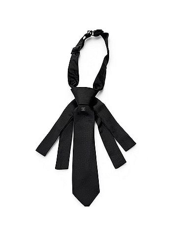 Chanel CHANEL 100% Silk Coco Mark Tie Design Choker, Black, Made in Italy, Recommended for Men and Women, Comes with Box (view 1)