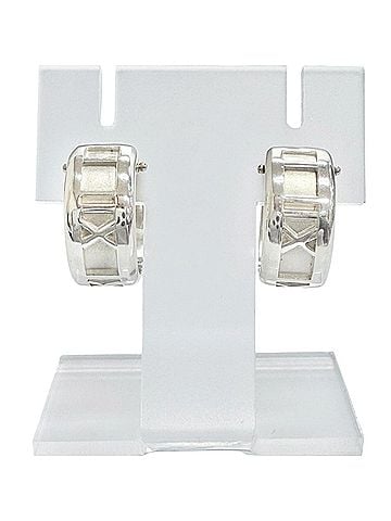 Tiffany & Co. TIFFANY&amp;Co. Tiffany Atlas Ring Earrings, 925 Sterling Silver Hoop Pair, Made in Italy, Weight 7.2g, Women's (view 2)