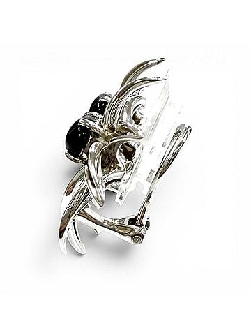 Tiffany & Co. TIFFANY&amp;Co. Tiffany AG925 Onyx Fireworks Earrings, Silver &amp; Black, Weight 9.1g, Women's (view 2)