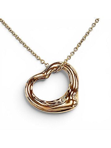 Tiffany & Co. TIFFANY&amp;Co. Tiffany Open Heart Pendant AU750 (YG) - Purchased December 2022. Necklace, Yellow Gold, Made in Spain, Weight: 4.12g, Women's, Comes with Box. (view 1)