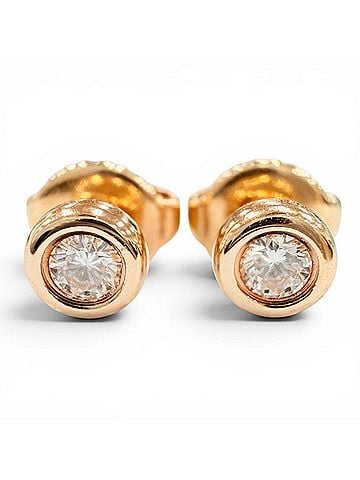 Tiffany & Co. TIFFANY&amp;Co. Tiffany By the Yard AU750 (PG) Earrings, 2 Diamonds (0.14ct total), Approx. 4.50mm Diameter, Purchased October 2025, Pink Gold, Made in Spain, Weight 1.47g, Women's, Comes with Box. (view 1)