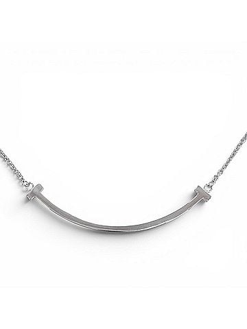 Tiffany & Co. TIFFANY&amp;Co. Tiffany T Smile Small AU750 (WG) Necklace, purchased November 2025, White Gold, Weight 3.03g, Women's, with Box. (view 1)