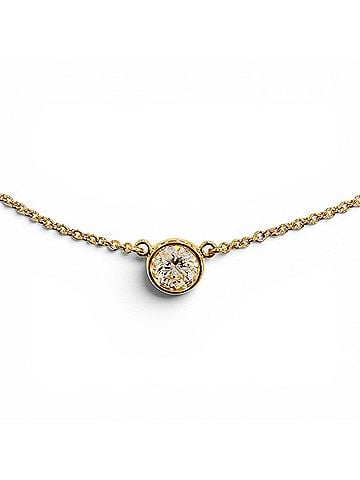 Tiffany & Co. TIFFANY&amp;Co. Tiffany 30883543 By the Yard AU750 (YG) Necklace with 1 Diamond (approx. 0.18ct), approx. 5.30mm Diameter, Yellow Gold, Weight 2.04g, Women's. (view 1)