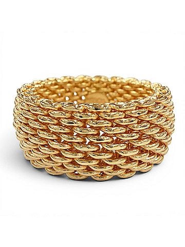 Tiffany & Co. TIFFANY&amp;Co. Tiffany Somerset Ring 750 (YG) Mesh Yellow Gold Weight 14.1g Women's (view 1)