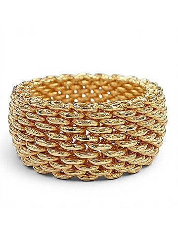 Tiffany & Co. TIFFANY&amp;Co. Tiffany Somerset Ring 750 (YG) Mesh Yellow Gold Weight 14.1g Women's (view 2)