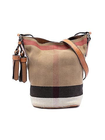 Burberry Mini Mega Check Canvas Ashby Tassel Bucket Bag (view 1)