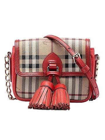 Burberry Mini Haymarket Check Coated Canvas Tassel Crossbody (view 1)