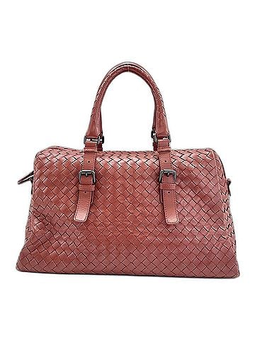 Bottega Veneta Bottega Veneta Intrecciato Leather Handbag, Red (view 1)