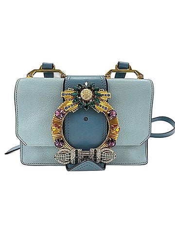 Miu Miu Miu Miu Miu Lady Shoulder Bag, Leather, Blue (view 1)