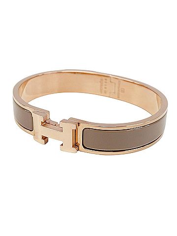 Hermès Hermes HERMES Bangle for Women, Brand: Click H, Metal, Marron Glacé, Pink Gold, Accessory (view 2)
