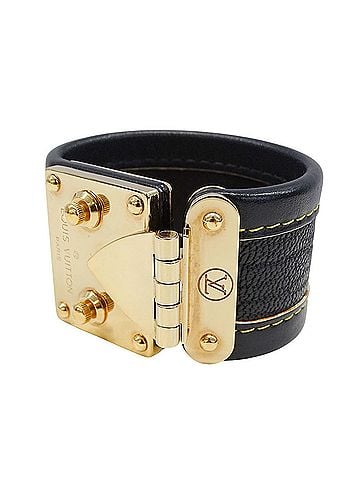 Louis Vuitton Louis Vuitton LOUIS VUITTON Women's Bracelet, Suhali Leather Bracelet Cellule, Noir Black M92750, Accessory, (view 1)