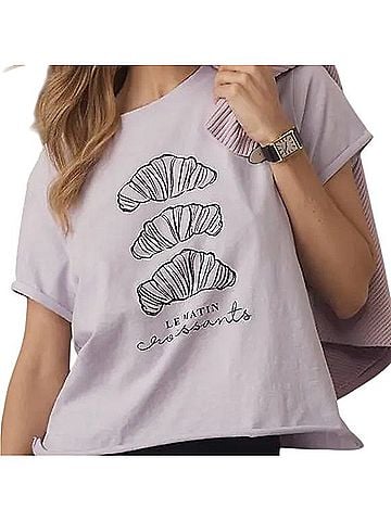 Maeve Le Matin Croissants Graphic Tee T-Shirt (view 1)