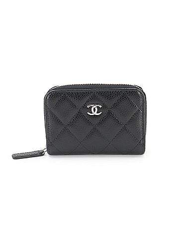 Chanel Chanel Matelassé Coin Purse, Black Caviar Leather, Coco Mark, AP0216, Silver Hardware (view 1)