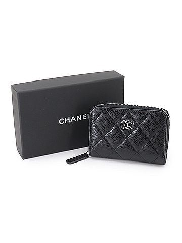 Chanel Chanel Matelassé Coin Purse, Black Caviar Leather, Coco Mark, AP0216, Silver Hardware (view 2)