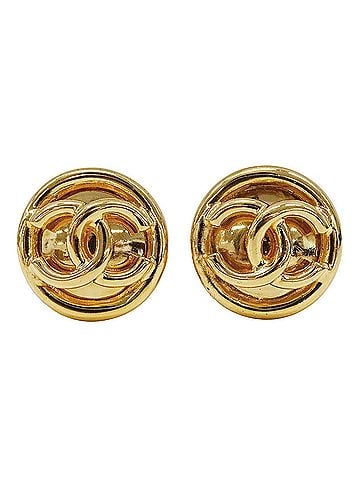 Chanel Chanel CHANEL Earrings for Women, Gold, Brand Name, Large, Both Ears, Coco Mark, Eye-catching, 93P Engraving (view 1)