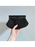 La Regale 100% Satin Solid Black Silver Clutch One size - photo 4