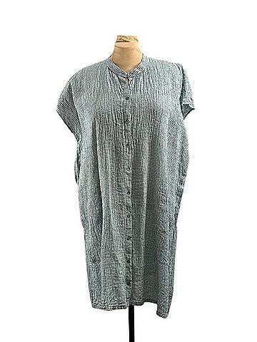 Eileen Fisher Organic Linen Gingham Shirtdress Casual Dress (view 1)