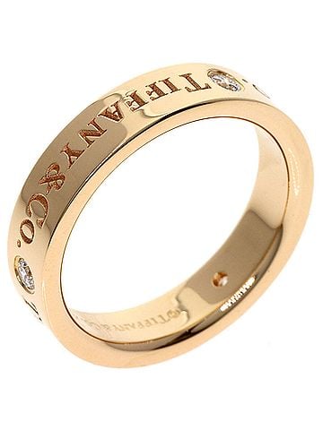Tiffany & Co. Tiffany &amp; Co. Flat Band 3-Diamond Ring, 18K Pink Gold, Women's. (view 2)