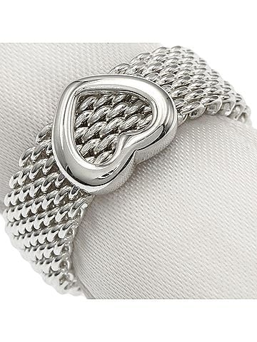 Tiffany & Co. Tiffany &amp; Co. Mesh Heart Ring, Silver, Women's. (view 2)