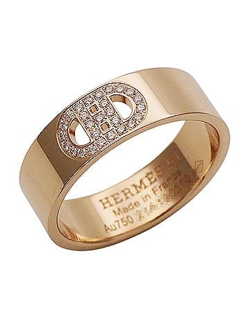 Hermès Hermes HERMES Ring for Women, Brand Ring, 750PG Diamond H. d'Ancre PM Pink Gold, Size #51 (approx. 1) Jewelry (view 1)