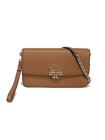 Tory Burch Tory Burch Pretender Chain Shoulder Bag, Brown, Wristlet, 3-Way, Double T Logo, Metal, Moose Leather, 141012, Women's (view 1)