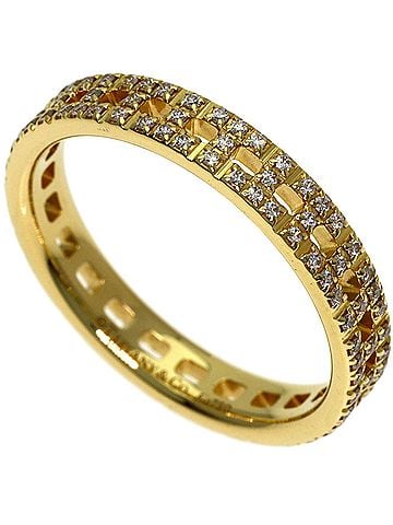 Tiffany & Co. Tiffany &amp; Co. T True Narrow Pave Diamond Ring, 18K Yellow Gold, Women's. (view 1)