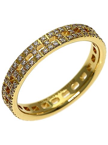 Tiffany & Co. Tiffany &amp; Co. T True Narrow Pave Diamond Ring, 18K Yellow Gold, Women's. (view 2)