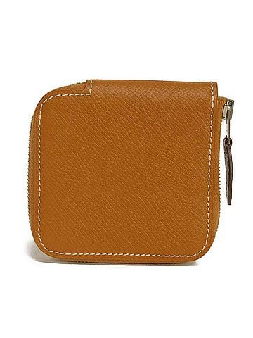 Hermès Hermes Azap Compact Mini Silk In Coin Case, Light Brown, Round Zipper, Veau Epsom Silk, Ochre, A Stamp, Men's/Women's. (view 1)