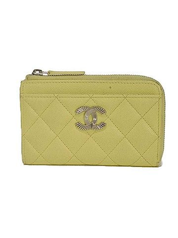 Chanel Chanel Matelassé Coin Case Fragment with Coco Mark, Calfskin, Fish Design, L-shaped, Caviar Skin, Light Yellow, AP4336, Men's &amp; Women's (view 1)