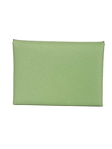 Hermès Hermes Calvi Duo Coin Case, Calfskin Pastel Green, Card Veau Epsom Leather, Vert Cricket, 083035CK, B Stamp, Men's/Women's. (view 1)