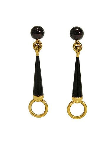 Hermès Hermes Epure Equestre PM Earrings, Bordeaux Gold Swing Stud Horsebit Aluminum Rouge Sellier, for Women (view 1)