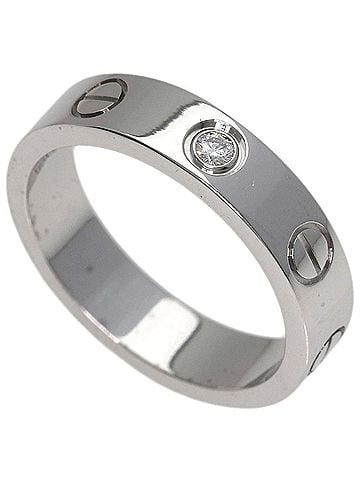 Cartier Cartier Mini Love Ring, 1P Diamond, 18K White Gold, Women's CARTIER (view 1)