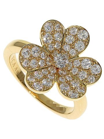 Van Cleef & Arpels Van Cleef &amp; Arpels Frivole 1 Flower Small Diamond Ring #49, 18K Yellow Gold, Women's. (view 1)