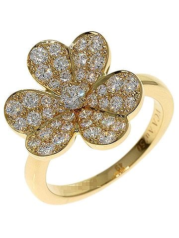 Van Cleef & Arpels Van Cleef &amp; Arpels Frivole 1 Flower Small Diamond Ring #49, 18K Yellow Gold, Women's. (view 2)