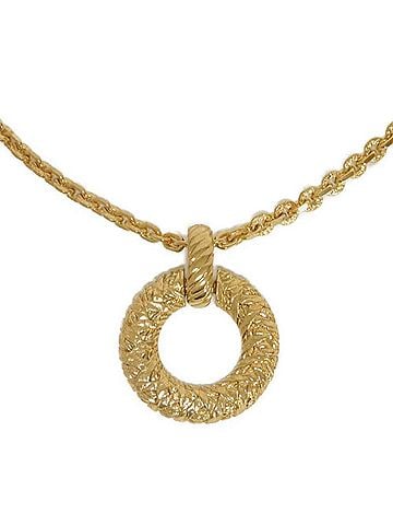 Yves Saint Laurent Yves Saint Laurent Saint Laurent Paris necklace, round twist circle pendant, GP pipe rope long chain, vintage style, 65cm, YSL, gold, men's and women's. (view 1)