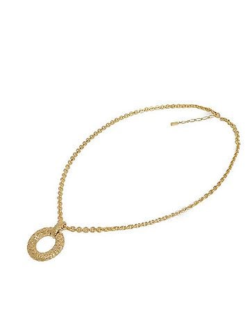 Yves Saint Laurent Yves Saint Laurent Saint Laurent Paris necklace, round twist circle pendant, GP pipe rope long chain, vintage style, 65cm, YSL, gold, men's and women's. (view 2)