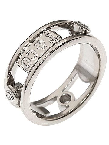 Tiffany & Co. Tiffany &amp; Co. 1837 Element Double Wire 3-Diamond Ring, 18K White Gold, Women's. (view 2)