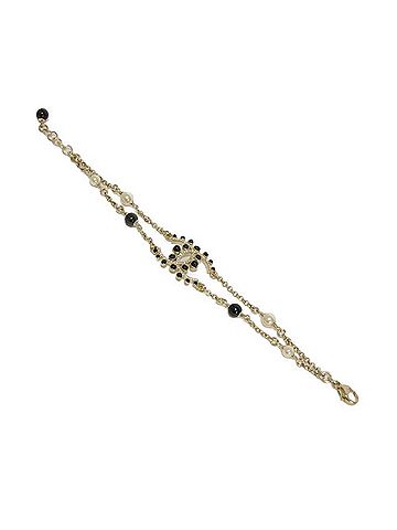 Chanel Chanel bracelet with Coco Mark, crystal chain, pearl, black stone, rhinestone, gold G19V CC mark, ivory, for women. (view 2)