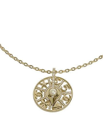 Chanel Chanel necklace, Coco Mark, crystal, spinning wheel, heart, star, clover, rhinestone, pearl, CC mark, AB7857, women's. (view 1)