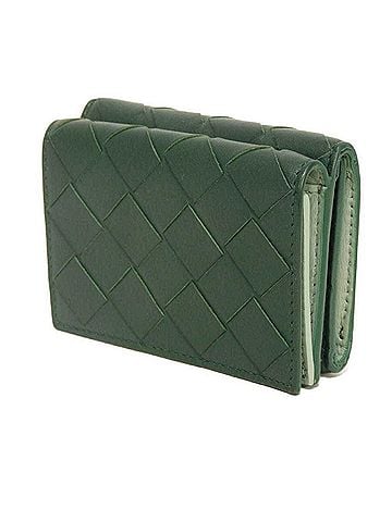 Bottega Veneta Bottega Veneta Tiny New Sage Bicolor RFID IC Maxi Intrecciato Rain Tree Tri-fold Wallet 667036 (Men's &amp; Women's) (view 2)