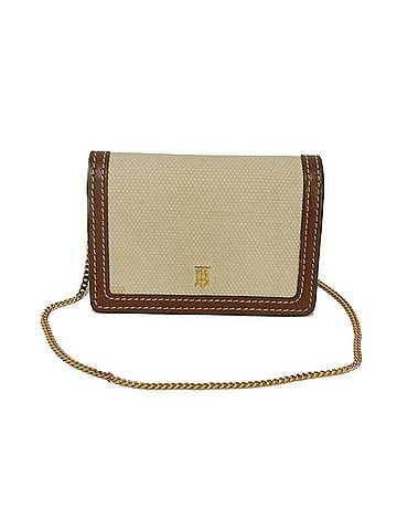 Burberry Burberry BURBERRY Bi-fold Wallet TB Logo Chain Compact Calf Brown 2-Way Shoulder Canvas Natural 80350171 Men's Women's (view 1)