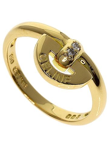 Céline Celine Logo Diamond Ring - 18K Yellow Gold Women's (view 1)