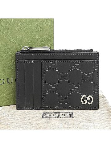 Gucci Gucci Guccissima Signature GG Fragment Case 597560?1147 Coin Leather Black (view 1)