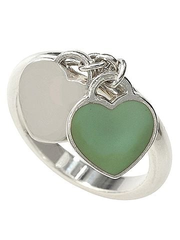 Tiffany & Co. Tiffany &amp; Co. Return to Double Heart Ring, SV925, light blue resin, approximately 4.9g. (view 1)