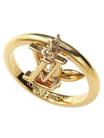 Louis Vuitton Louis Vuitton Louisette Signature Ring M1436S with Rhinestones, Size S (9.5) (view 1)