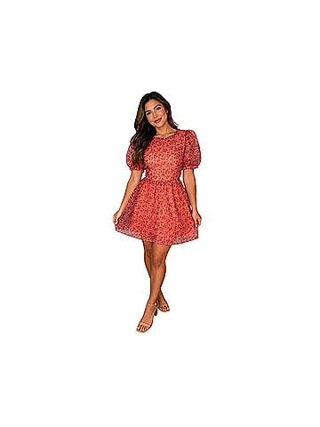 Anthropologie Lost + Wander Floral Puff Sleeve Mini Dress Casual Dress (view 1)