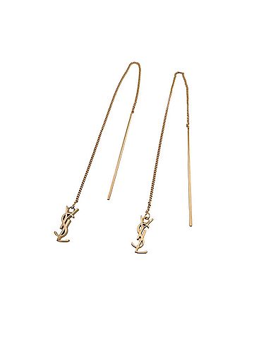 Yves Saint Laurent Yves Saint Laurent SAINT LAURENT (Saint Laurent) Earrings (for both ears) - Single earring only, YSL logo, long, opium design, gold. (view 1)