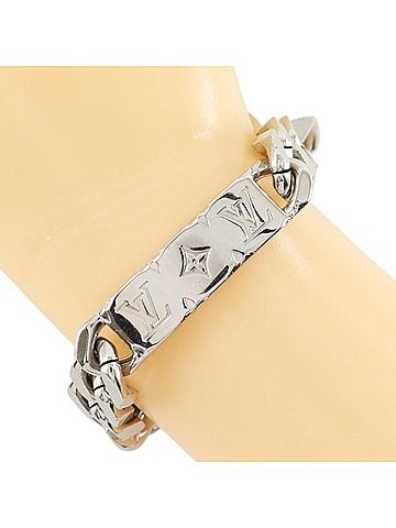 Louis Vuitton Louis Vuitton chain bracelet, Monogram pattern, M00269, metal, silver, DI0281, approximately 61.3g, men's. (view 1)